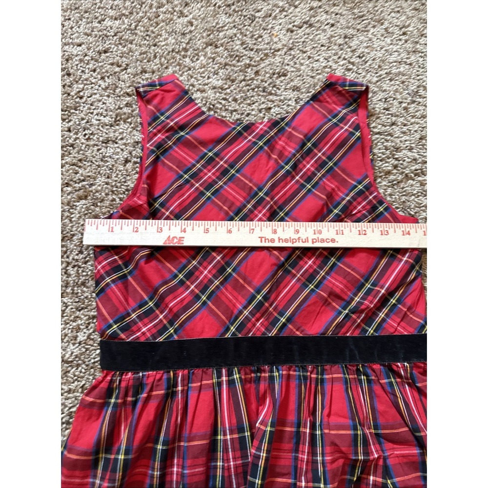 J. Crew Crew Cuts Holiday Red Black Tartan Plaid Sleeveless Christmas Dress S 12 - Picture 4 of 6